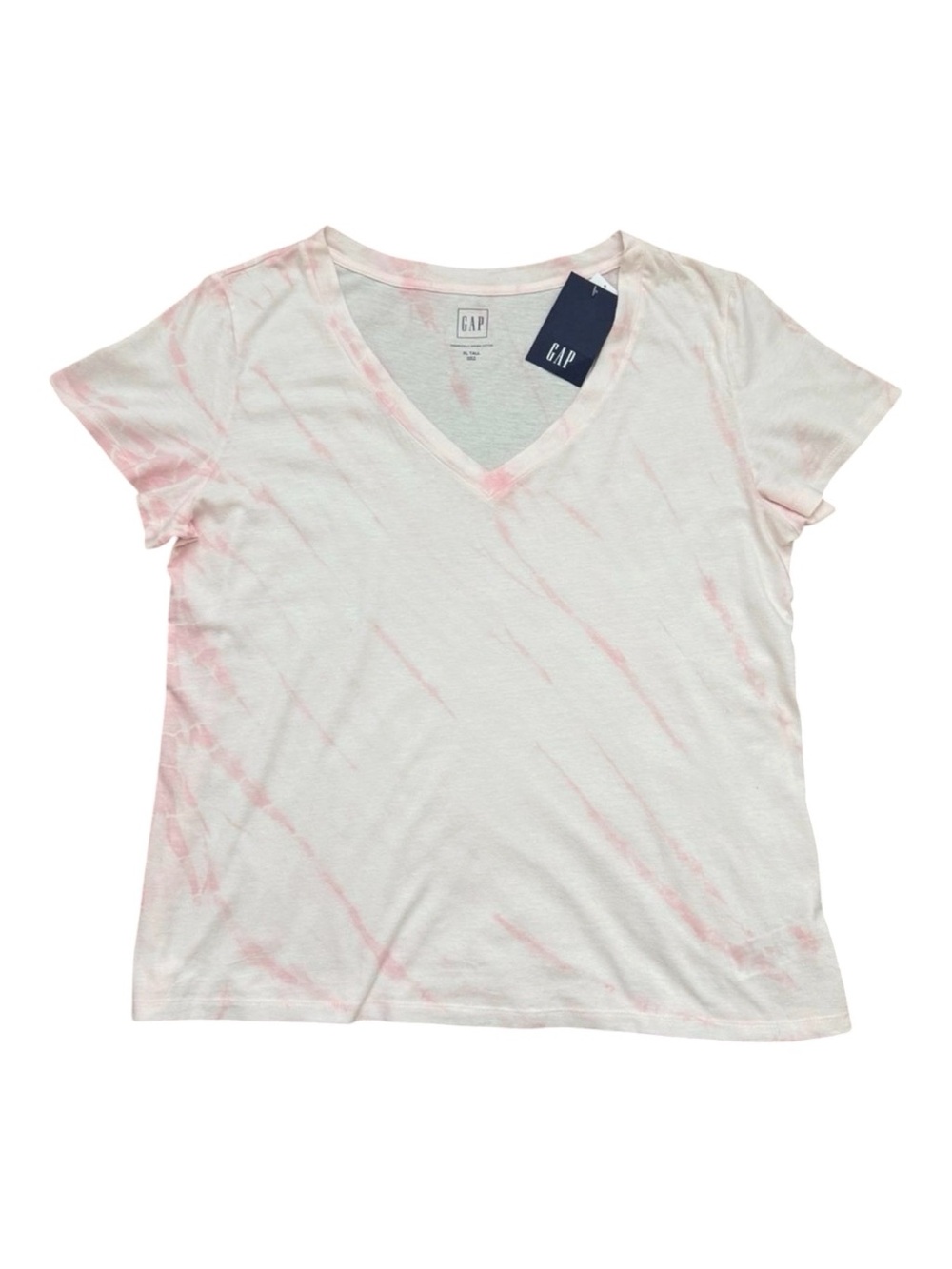 GAP NWT Pink Vintage Tie-Dye Organic Cotton V-Neck Tee Shirt XL Tall⁠